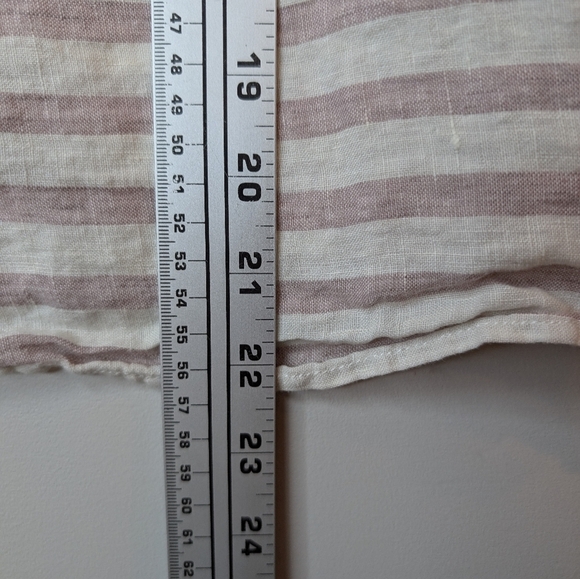 100% Linen Rachel Zoe Women's Medium Striped Purple Beige Button Down Top - Picture 6 of 7